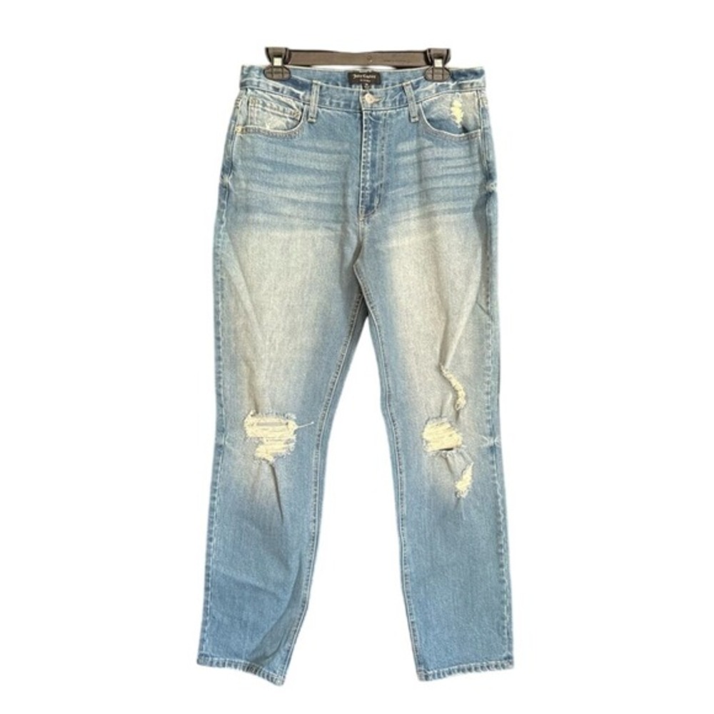 Juicy Couture Womens High Rise Distressed Straight Leg Jeans Light Wash Size‎ 28